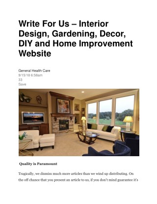 Write For Us – Interior Design, Gardening, Decor, DIY and Home Improvement Website