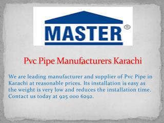 Pvc Pipe Manufacturers Karachi