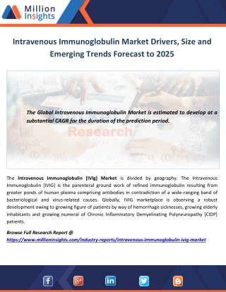 Intravenous Immunoglobulin Market Drivers, Size and Emerging Trends Forecast to 2025