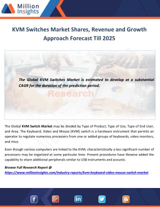 KVM Switches Market Shares, Revenue and Growth Approach Forecast Till 2025