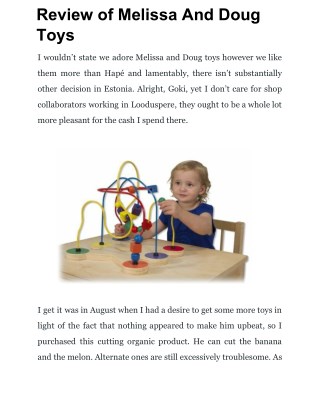 Review of Melissa And Doug Toys