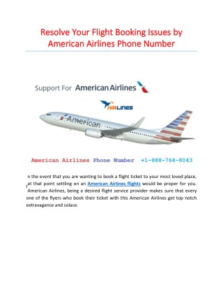 Resolve Your Flight Issues by American Airlines Phone Number