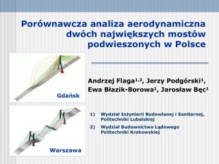 Porównawcza a naliza aerodynamiczna dwóch największych mostów podwieszonych w Polsce