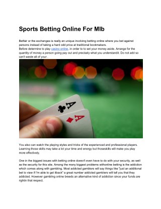 Sports Betting Online For Mlb