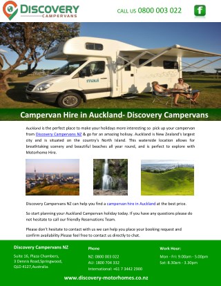 Campervan Hire in Auckland- Discovery Campervans