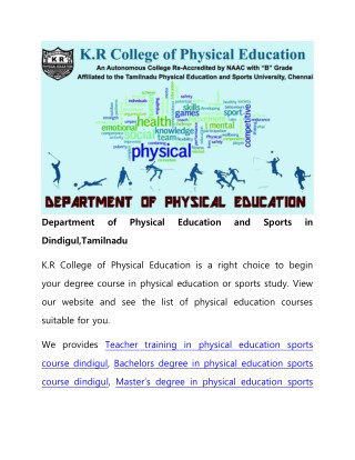Department of Physical Education and Sports in Dindigul,Tamilnadu