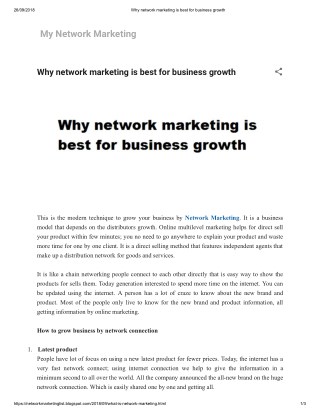 Why network marketing is best for business growth