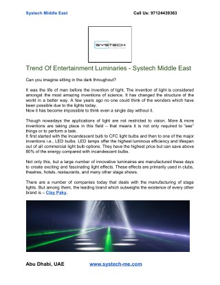 Trend Of Entertainment Luminaries - Systech Middle East