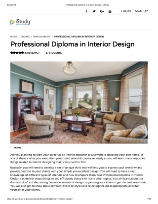 Professional Diploma in Interior Design - istudy