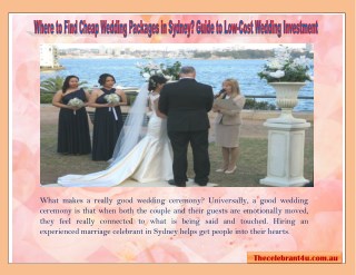 Where to Find Cheap Wedding Packages in Sydney? Guide to Low-Cost Wedding Investment