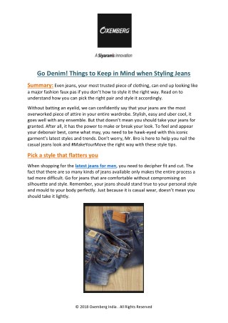 Go Denim! Things to Keep in Mind when Styling Jeans