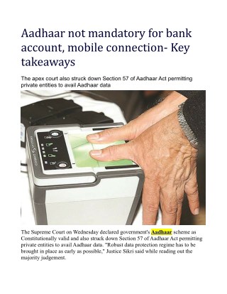 Aadhaar not mandatory for bank account, mobile connection: Key takeaways