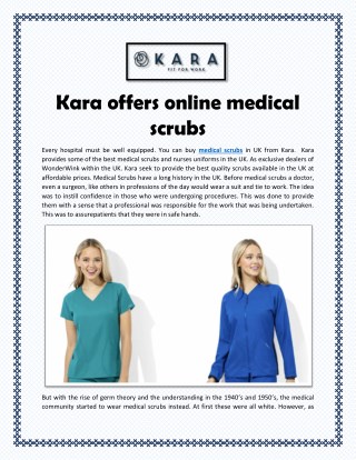 Kara Offers Online Medical Scrubs