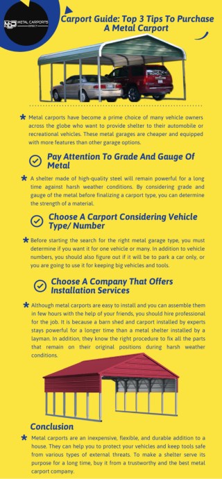 Carport Guide: Top 3 Tips To Purchase A Metal Carport