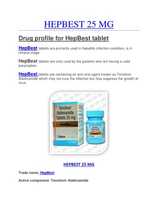 Hepbest 25mg Buy online Mylan Tablets