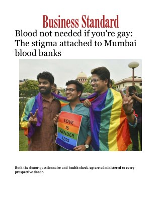 Blood not needed if you're gay: The stigma attached to Mumbai blood banks 