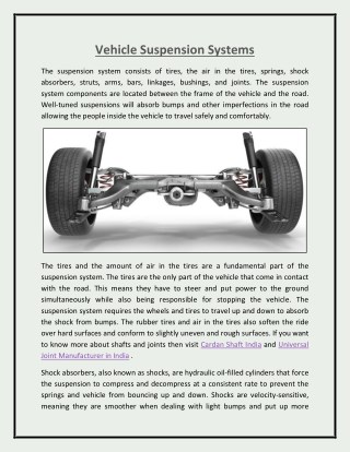 Vehicle Suspension Systems