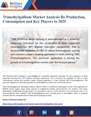 Trimethylgallium Market Analysis By Production, Consumption and Key Players to 2025