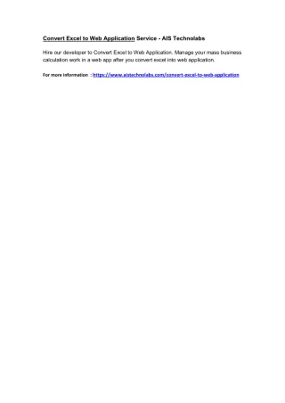 Convert Excel to Web Application Service - AIS Technolabs