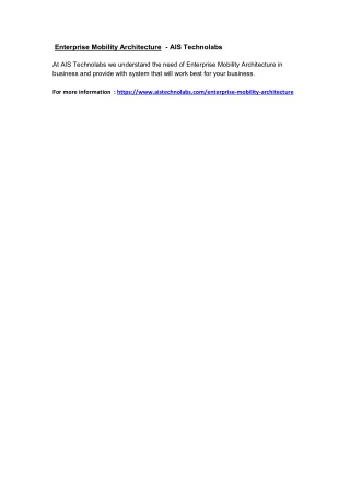 Enterprise Mobility Architecture - AIS Technolabs