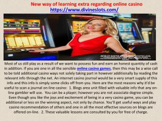 New way of learning extra regarding online casino