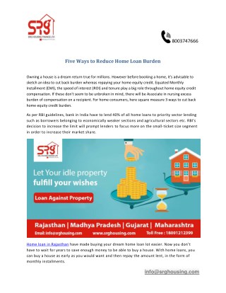 Five Ways to Reduce Home Loan Burden