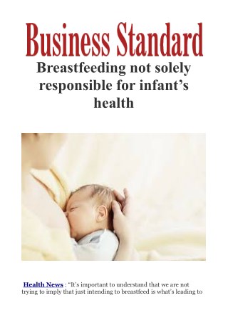 Breastfeeding not solely responsible for infant's health