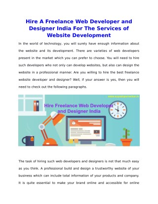 Hire A Freelance Web Developer And Designer India For The Services of Website Development