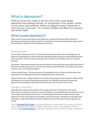 Treatment of Depression