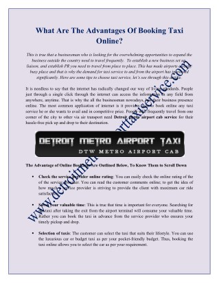 What Are The Advantages Of Booking Taxi Online?