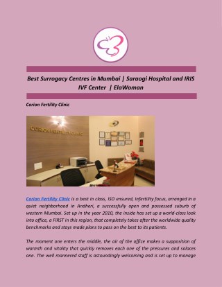 Best Surrogacy Centres in Mumbai | Saraogi Hospital and IRIS IVF Center | ElaWoman