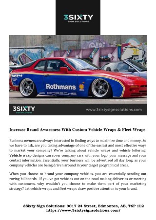 Increase Brand Awareness With Custom Vehicle Wraps & Fleet Wraps