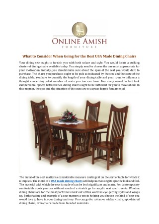 What to Consider When Going for the Best USA Made Dining Chairs