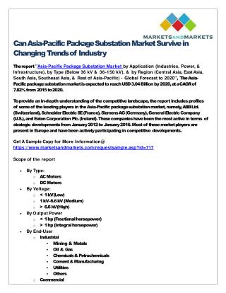 Can Asia-Pacific Package Substation Market Survive in Changing Trends of Industry