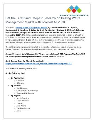 Get The Latest and Deepest Research on Drilling Waste Management Market with Forecast to 2021