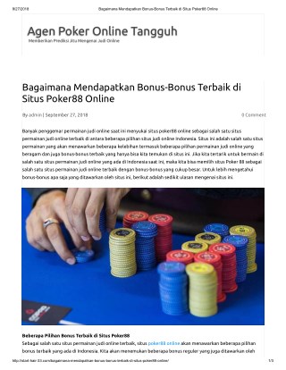 Bagaimana Mendapatkan Bonus-Bonus Terbaik di Situs Poker88 Online