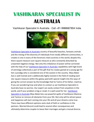 Vashikaran Specialist In Australia - Call 91-9988687854 Indiaâ€Ž