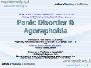 Panic Disorder & Agoraphobia