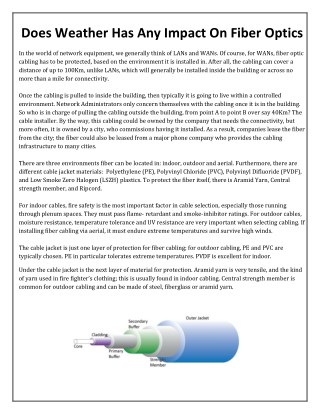 Does Weather Has Any Impact On Fiber Optics