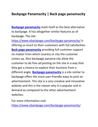Backpage Panamacity | Back page panamacity