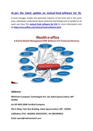 As per the latest update on mutual fund software for ifa