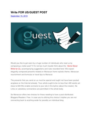 Write FOR US/GUEST POST
