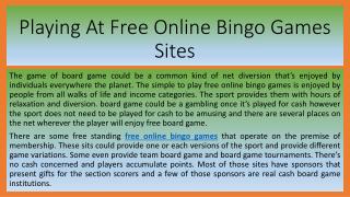 Playing At Free Online Bingo Games Sites