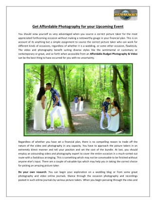 Get Affordable Photography For your Upcoming Event