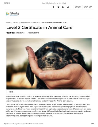 Level 2 Certificate in Animal Care - istudy