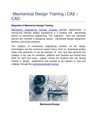 Mechanical Engineering Training Courses