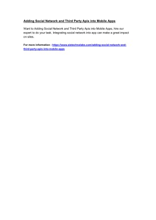 Adding Social Network and Third Party Apis into Mobile Apps