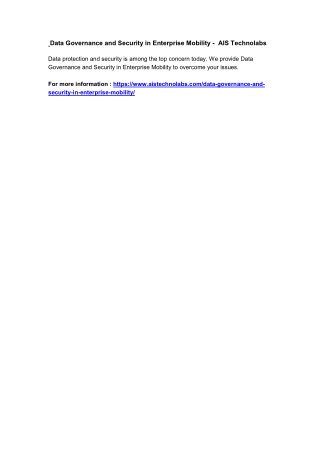 Data Governance and Security in Enterprise Mobility - AIS Technolabs