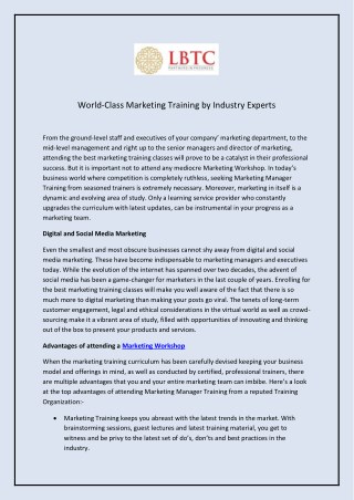 World-Class Marketing Training by Industry Experts