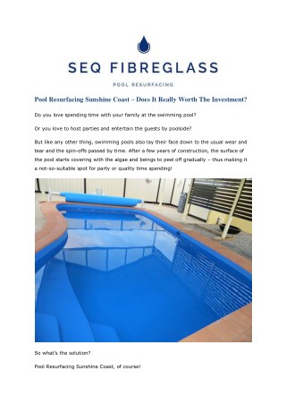 Pool Resurfacing in Sunshine Coast by SEQFIBREGLASS